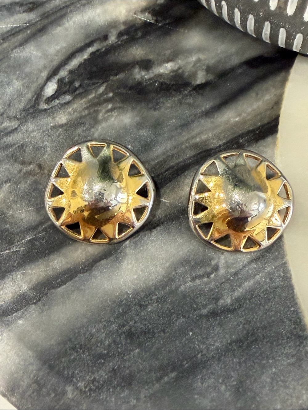 Liz Claiborne vintage Gold-Tone Sunburst Button Earrings - Women's Jewelry